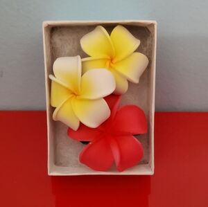 3 Plumeria Hair Clips